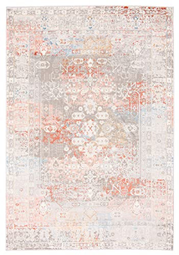 Carpeto Rugs Ethno Vintage Teppich - Kurzflor - Weich Teppich für Wohnzimmer, Schlafzimmer, Esszimmer - ÖKO-TEX Wohnzimmerteppich - Teppiche - Creme Lachsfarben 1-300 x 400 cm