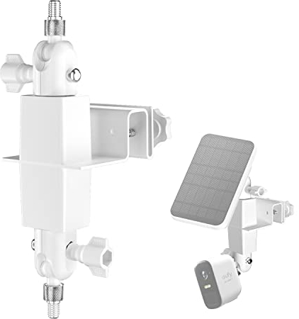 Dual-Schnittstelle Überwachungskamera und Solarpanel Dachrinnen-Halterung für Eufy-Kamera Solar Aussen - Kein Aufladen Erforderlich, Sicherheitskamera Outdoor Halterung (Weiß, 1 Pack)