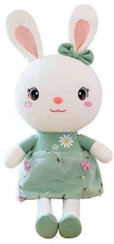 ikasus Niedliches Cartoon Plüsch Hasen Puppe, 50CM Plüschtier Gefüllte Puppen Stoffpuppe Kleidung,Süßes Weiche Stoffpuppe Babypuppe für Baby Kinder Mädchen Geschenk Baby Mädchen Sicher zu Spielen-Grün