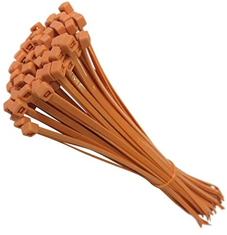 50 Tie Wraps Cable Ties Fasteners Wire Zip Strap Cord Strong Nylon Plastic Durable (Small 100mm, Orange)