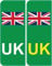 Pack of 2 Green EV UK Number Plate Sticker Self Adhesive (105 x 40 mm) Waterproof UK Car Stickers for Europe Cars, Vans & Trucks Packwith®