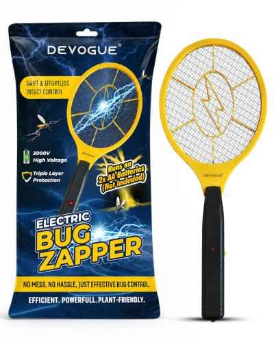 DEVOGUE® Electric Fly Swatter Bug Zapper Battery Operated Flies Killer Indoor & Outdoor Pest Control Mosquito and Insect Catcher Racket