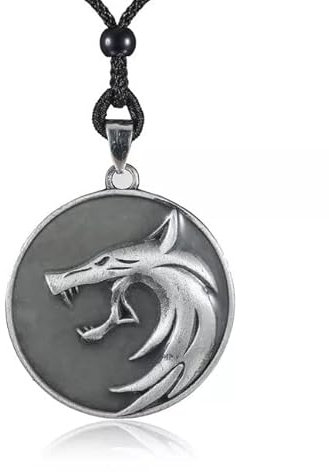Leuchtet im Dunkeln Hexer Halskette, Vesemir's Wolf Medaillon Hexer Kette Halskette, Vampirwolf Halskette, Zink Herren Halskette, Tolles Geschenk for Hexer-Fans, Witcher Necklace