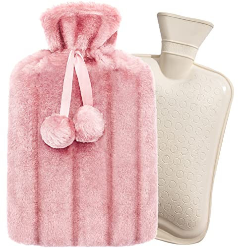 MRHMX ART Wärmflasche mit Bezug Groß, 2 Liter Wärmeflaschen Groß für Kinder/Baby/Erwachsene,Langzeitwärme, schnelle Schmerzlinderung, Geeignet für Kinder, Babys, Ma'am (Grau-2L)