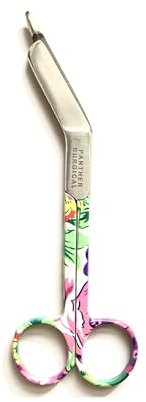 Forbici per bendaggi Lister in acciaio inox, 14 cm, multicolore, per primo soccorso e primo soccorso (motivo floreale)