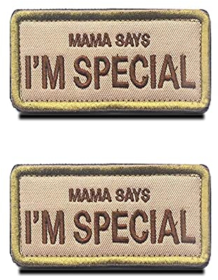 2 St. Mama sagt, ich sei was Besonderes.Mama Says I'm Special Taktisches Moral-Emblem Bestickter Aufnäher Biker Patch für Rucksack Mütze Jacke Weste Tasche Kappen Hundeweste