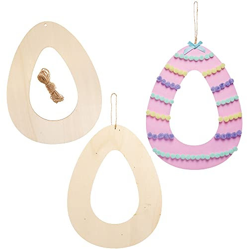 Baker Ross FX494 Ghirlande di legno a forma di uova di Pasqua - Confezione da 6, Decorazioni pasquali fai da te per bambini