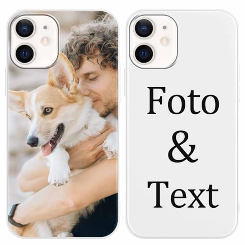 Yoedge Cover Personalizzata Custodia per Apple iPhone 12 mini 5,4 Personalizzato con Foto Testi Disegni Personalizza Custodia Immagine, Antiurto Bianco Personalizzabili Case per iPhone 12 mini
