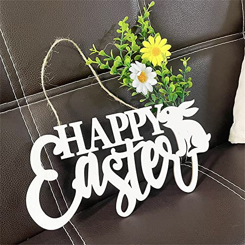 Treer Türkranz Ostern Osterhase Frühlingskranz Wandbehang Gänseblümchen Blumenkranz Tisch Kranz Osterkranz Haustürkranz Girlande Ostertür Kaninchen Ornament Osterdekoration Willkommen Ganzjährig