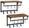 VASAGLE Wandgarderobe 2er Set, Garderobe mit Ablage, Kleiderhaken, Kleiderstange Wand, Wandregal, je 8 abnehmbare Haken, für Flur, Waschküche, Industrie-Design, vintagebraun-schwarz LCR123B01