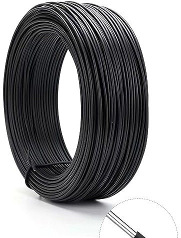 Arightmu Legame in filo di ferro rivestito a torsione, 1,2 mm, 110 m, per piante, piante e alberi (1,2 mm-110 m, nero rotondo)