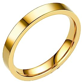 DIPIUS Titan Ringe Damen 3mm Titan Poliert Schmal Ringe Damen Gold Verlobungsringe Ehering Hochzeitsringe (Gold, 50)