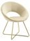 Poltrona Tonda Camera da Letto in Velluto Design Moderno, Sedia Imbottita Circolare con Gambe in Metallo Placcato Oro - Poltroncina per Salotto con Seduta Morbida Modello Grace - Beige