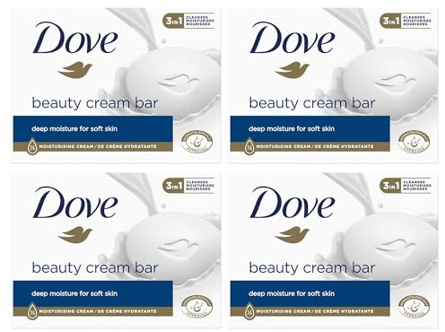 Dove Original 3-in-1 Schönheitscreme-Riegel reinigt, spendet Feuchtigkeit und nährt, sulfatfreie Badeseife für weiche und glatte Haut, geeignet für den täglichen Gebrauch, 4 x 90 g