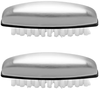 2 Pieces Hand Washing Brush, Stainless Steel Nail Brush, Vegetable Brush, Nail Cleaning Brush, Kitchen and Bathroom Cleaning Tools, 10.2 * 3.2 * 3.3cm, Silver