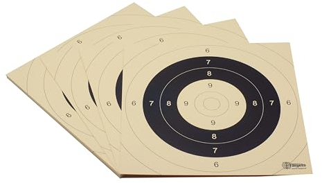 Zielscheiben *P25 Target* | 26x26 cm | Schießscheibenkarton 200g/m² | Ideal für Präzision und Mehrdistanz schießen | 9er, 10er und Mouche in Papierfarbe (100 Stück)
