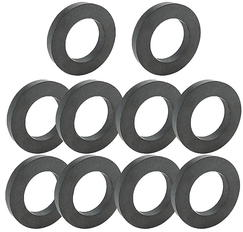 Aicharynic 10 Stück Ringmagnet, Ø 45 mm x 22mm x 8 mm Ferrit Ringmagnet mit Loch, Magnetring Strapazierfähig Ringmagnete Magnet Scheibe mit Loch Ring für Industrie, DIY, Basteln, Wissenschaftsprojekte