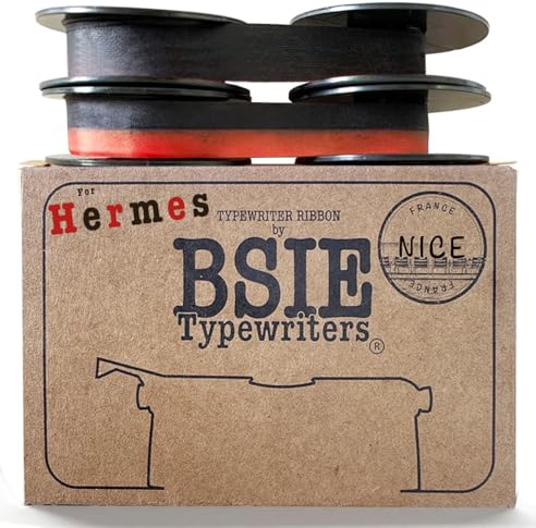 BSIE Typewriters – Ruban pour machine à écrire Hermes – Pack Double – 1× Noir + 1× Noir et Rouge – Compatible avec Hermes 3000, Baby, Rocket, 2000, Media – GR9 – Testé à Nice, France