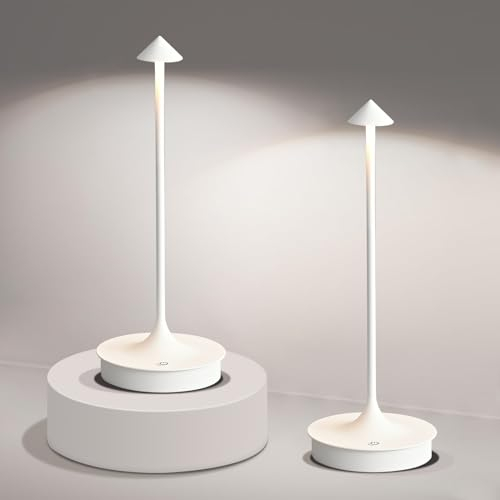 Leomix Tischlampe Kabellos LED Tischleuchte Kabellose Akku Tischlampe Aufladbar 4000mAh Tischlampe Touch Dimmbar Outdoor Tischlampe IP54 Wasserdicht für Restaurant/Bar/Garten/Balkon/Esstisch