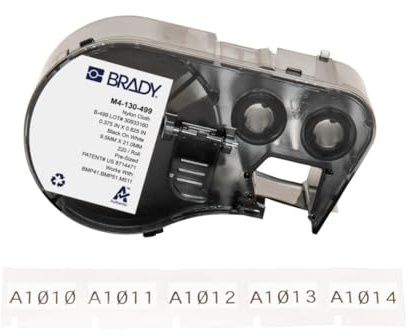 Brady Nylongewebe-Vorgefertigte Etiketten für Etikettendrucker BMP41/BMP51/BMP53/M511 - 220 Klebeetiketten - Schwarz auf Weiß (20,96 mm (B) x 9,53 mm (H)) - M4-130-499
