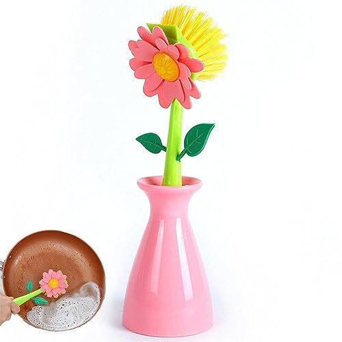 Generic Kitchen Dish Brush Flower Shape Cleaning Brush Removable Handle Brush Kitchen Bathroom Brush Bowl Dish Pot Cleaning Brush