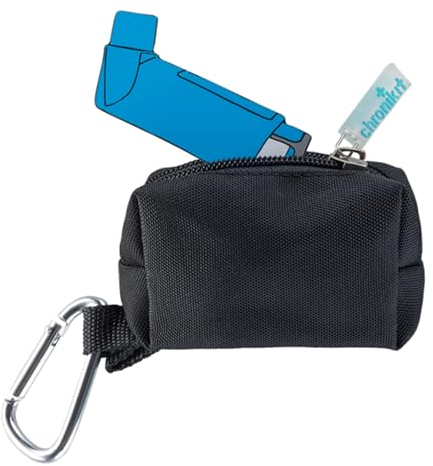 Chronikit Asthmaspray Schutztasche „Black Bee“ - Ideal für Allergie & Asthma, Schutztasche mit Karabinerhaken für allergisches Asthma & chronische Bronchitis, Schutz vor Schmutz