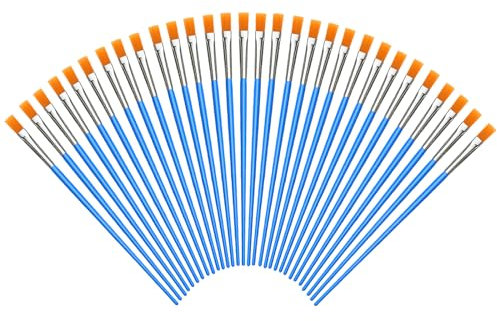 Halobios 30-teiliges Pinselset, Flache Nylon Acrylfarben Pinsel für Erwachsene und Kinder, eignen Sich für Ölgemälde, Aquarell, Körpermalerei, Keramikmalerei, Zeichnen und Künstlerbedarf.