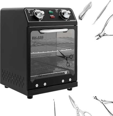 8L Heißluftsterilisator 220°C 600W Temperatur Einstellbar Sterilisator für Instrumente mit Timer Nagel Werkzeug Pinzetten Schere Sterilisator für Kosmetik Fusspflegestudios Friseursalon