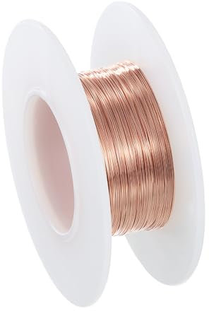 PATIKIL 50M Filo di Rame Nudo Solido, 32 Gauge Filo Rame Puro 0,2mm Morbido Filo per Gioielli e Legature per Piante Metalliche (164 Piedi)