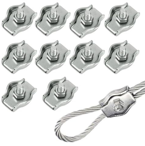 AEIOPRS 10 Pcs M3 Morsetto per fune metallica morsetto da morsetto per cavi in acciaio inox 304 fune metallica corda per biancheria tenda fissa