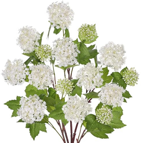 Oairse 5er-Set Hortensien Kunstblumen Die Sich Echt Anfühlen, 63 cm Hoch, Künstliche Hortensien, Kunsthortensien, Frühling Dekoblume Kunstblumen Zweige für Heimdekoration, Hochzeitsarrangements, Weiß