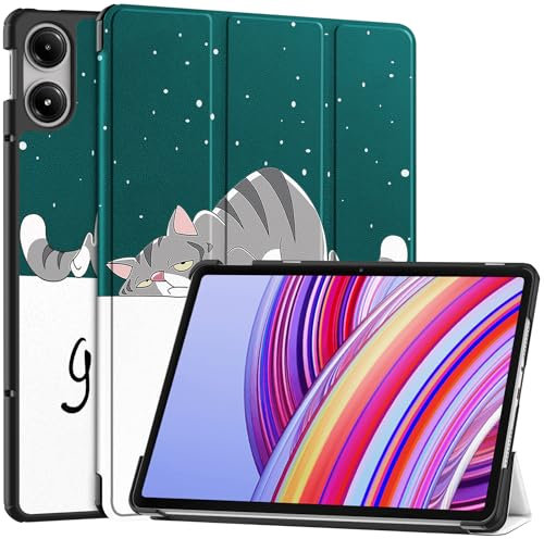 Vakarey Custodia per Xiaomi Redmi Pad Pro,Ultrasottile con Supporto Cover Tablet per Redmi Pad Pro 12.1 Pollici 2024,Gatto pigro