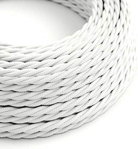 LEDSone 10 Meters/32.8FT White Braided Cable, 2 Core Vintage Braided Flex Cable Twisted Fabric Electrical Wire for DIY Lamps Industrial Pendant Lights Lighting Appliances