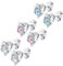 HinDaLi 3 Paar Herz Ohrringe Silber 925 für Damen Mädchen Ohrringe Damen Stecker Klein Silber Ohrstecker Herz Rosa mit Zirkonia Hundepfote Ohrstecker Katzenpfote Blau