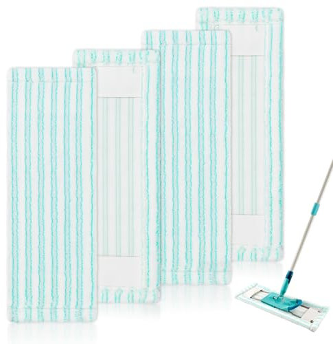 GFRED 4 Stück Wischmopp Bezug Kompatibel Mit Leifheit Profi XL Micro Duo / Profi XL Cotton Plus Duo Bodenwischer Bodenwischer Ersatzbezug Wischbezug Mikrofaser Mop Pads