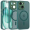 FLLAO Cover Magnetica per iPhone 15 Custodia e 2 Pellicole in Vetro Temperato, Cover iPhone 15 Compatibile con Magsafe, Traslucida Opaca Posteriore Sottile Antiurto Protettiva Case, Verde