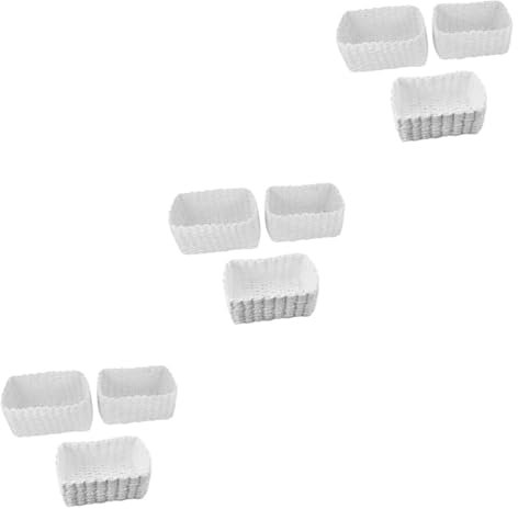 Storage Baskets Paper Rope Storage Basket Household Storage Container Makeup Storage Seagrass Baskets Toy Baskets Woven Toy Storage Bin Multifunctional Storage Basket Rattan White Straw(26x15x10cm)