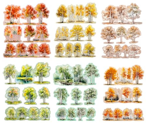 Scrapbook Aufkleber, 60 Stück Wald Aufkleber, PET Baum Ephemera für Scrapbooking, Kartenherstellung, Tagebücher, Handyhülle