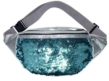 AfitLulu Pailletten Bauchtasche Damen Klein mit Verstellbaren Taillengurten, Glänzend Gürteltasche Damen PU-Leder Sling Bag mit Mehreren Styles für Laufen Radfahren Wandern (Stil 1)