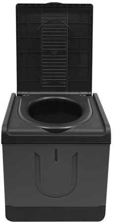 Brride Faltbar Campingtoilette, Camping Klo Portable Großformat Mobile Toilette WC mit 1 Rolle Müllsack, Die Trockentoilette Camping für Camping, Wandern, Angeln, Reisen (Dunkelgrau)