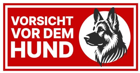 Warnung vor dem Hund Hinweisschild 30x15 cm wetterfest Hundeschild für Außenbereich mit Klebepads Achtung