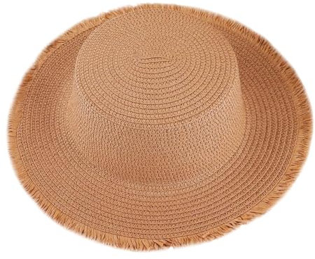 OPVXZAD Sombrero De Paja De Protección Solar para Exteriores, Sombrero De Sol ala Ancha，DIY Tamaño Ajustable Hat, Sombrero De Paja para El Verano En La Playa O para Las Vacaciones