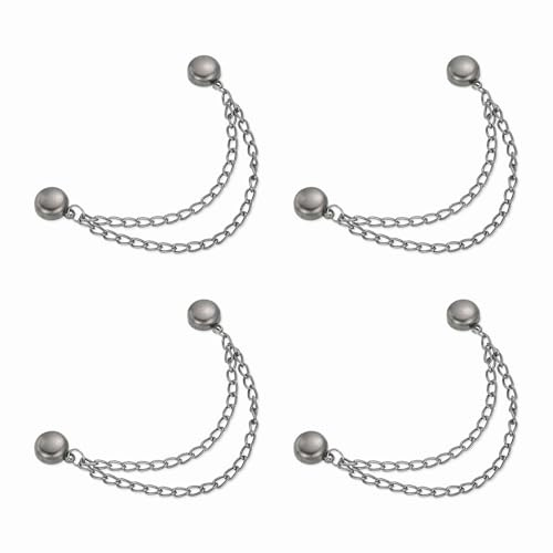 QUARKZMAN Magnetische Kleidungsclips Runde Kleidungsklammern 4 Stück | Mit Kette Kleider-Clips Multifunktionale Hijab-Magnete für Dünne Kleidung Schals Hosenbeinen Brosche