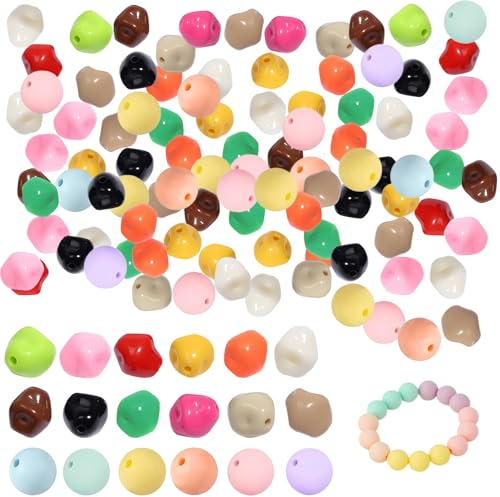 PLATEYTR Silikonperlen Bastelset 12mm 105 Stück – Farbiges DIY Perlen Set für Schmuckherstellung, Handarbeiten, Armbänder, Ketten, Kinder & Erwachsene, kreative Geschenkideen