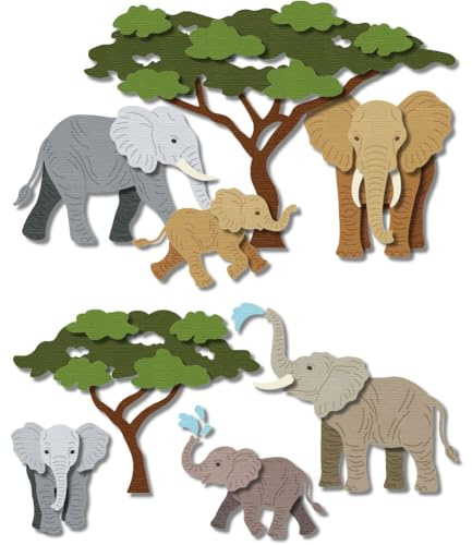 DELORIGIN Overlay Elefant Metall Stanzschablone Kartenherstellung Kohlenstoffstahl Stanzformen DIY Scrapbooking Schnittschablonen Papierprägevorlage Für Fotoalbum Dekor