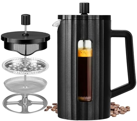 Otopone Cafetiere, French Press Coffee Maker, 1L / 8 Cups, Black