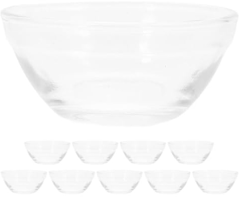HEALEEP Juego de 10 Mini Tazones de Vidrio Transparentes Pequeños para Postres y Salsas, Cuencos Apilables para Preparación y Servir, Adecuado para Cocina y Aperitivos, Tamaño Pequeño