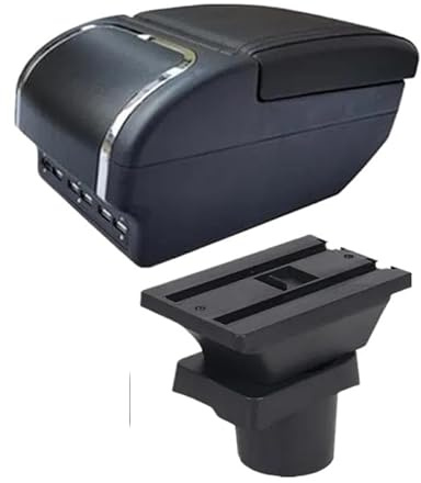For VW For UP Car Armrest Box Console Storage Box Cup Holder(E black line 9USB)