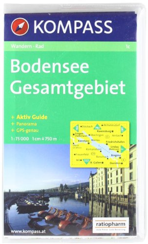 Bodensee Gesamtgebiet: Wander- und Bikekarte mit Panorama. GPS-genau. 1:75.000