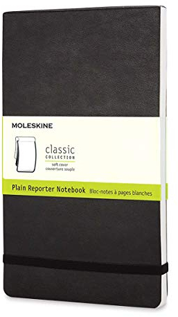Moleskine Notebook Reporter Pagina a Righe, Taccuino Copertina Morbida, Colore Nero, Dimensione Large 13 x 21 cm, 192 Pagine
